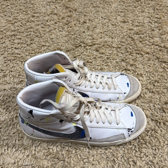 Nike Blazer Mid ‘77 Men’s “Paint Splatter” Sneakers 9.5 Tennis Shoes white blue - Picture 12 of 13